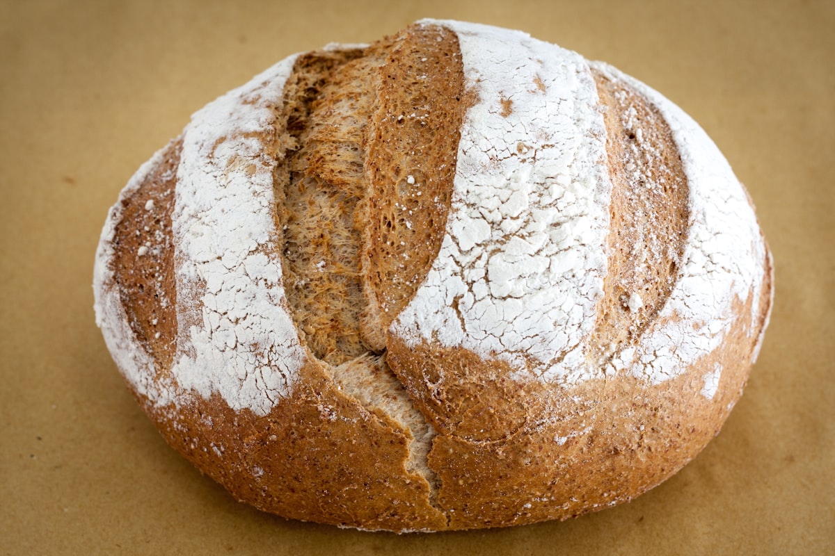 Seeded rye bread sliced on a board