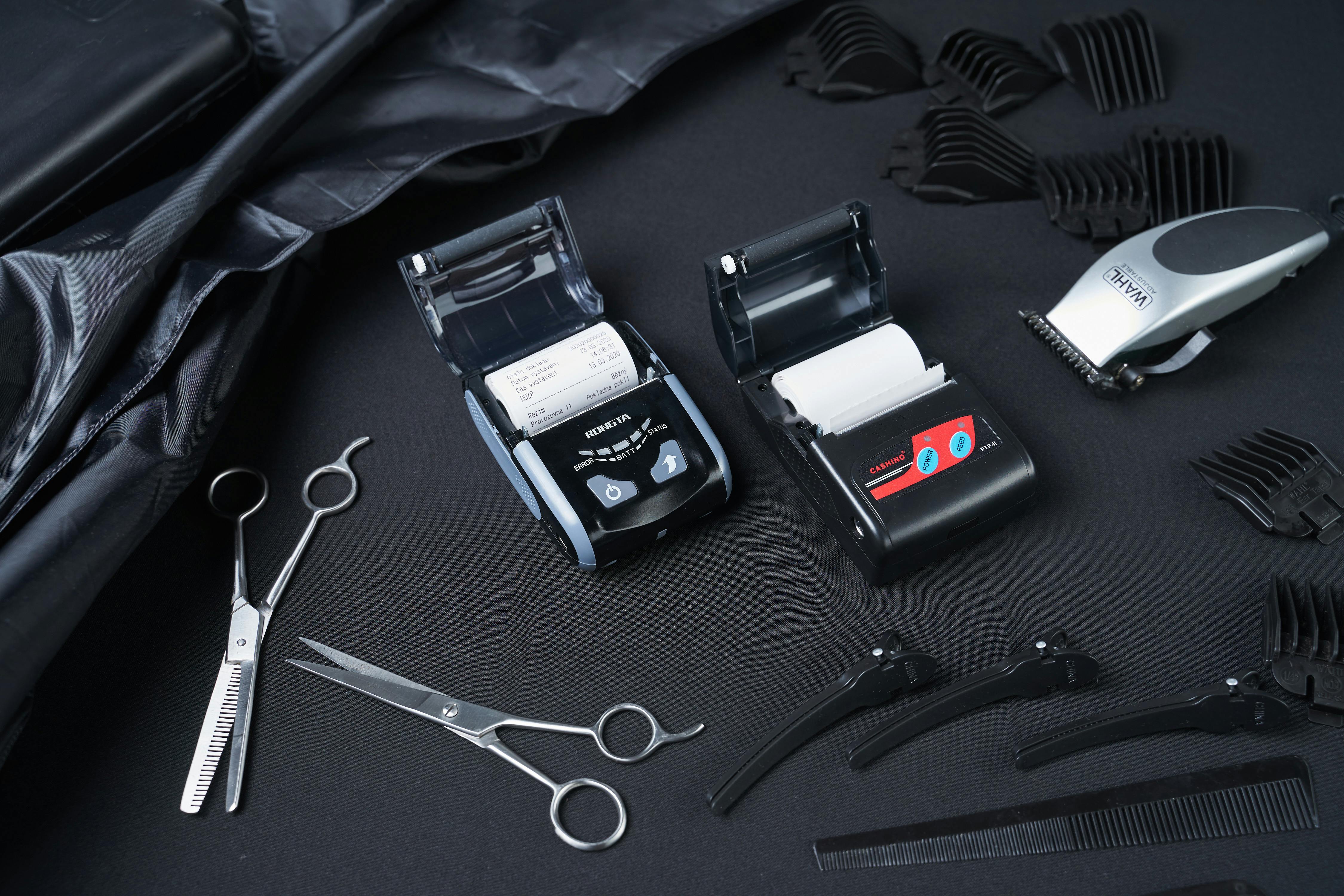 Straight razors and grooming tools on display