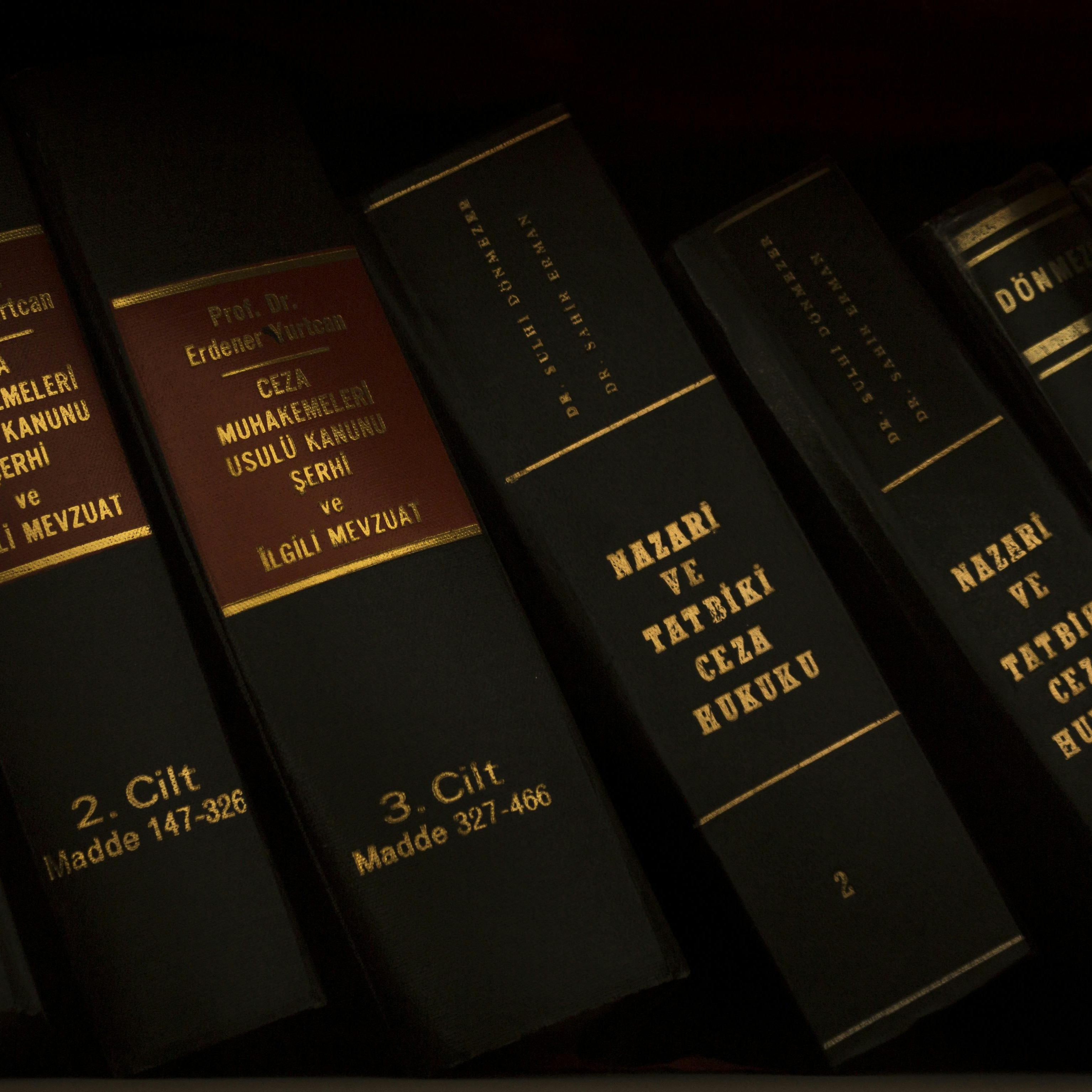 Legal library with scales of justice and law books