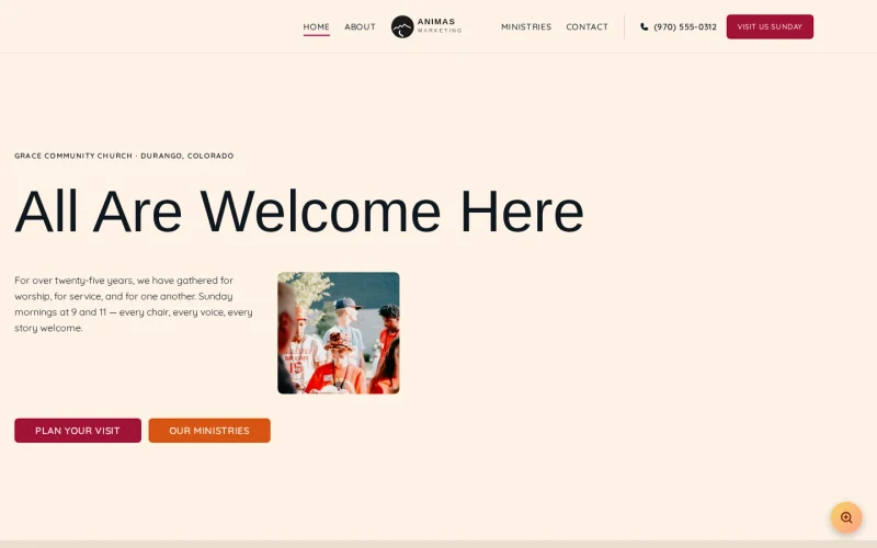 Church Nonprofit Warm v1 template preview