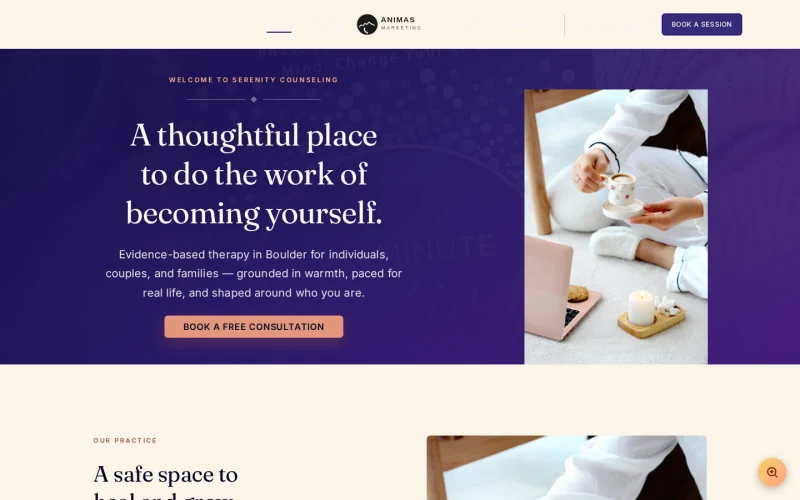 Counseling Indigo template preview