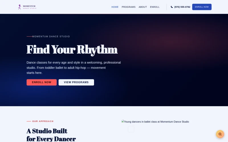 Dance Studio Vibrant template preview