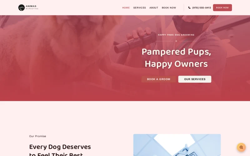 Dog Groomer Happy Paws template preview
