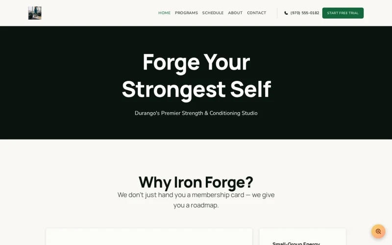 Fitness Studio Forge template preview