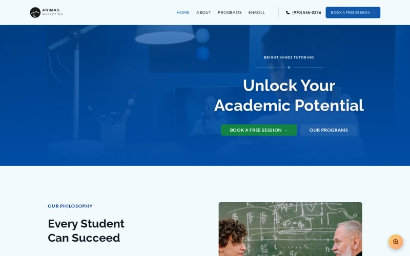 Tutoring Bright Minds template preview